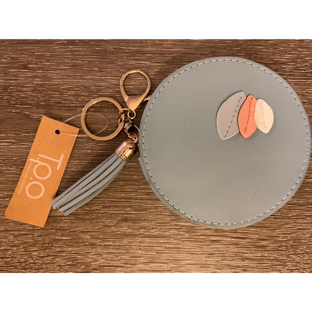 Wedgewood Blue Round Coin Purse Case Key Ring NEW